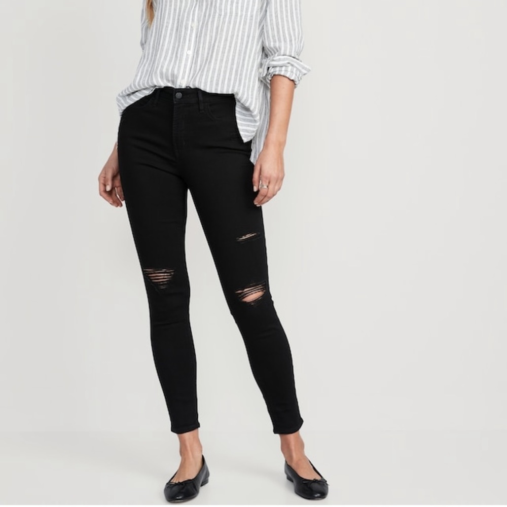 High-Waisted Rockstar Super-Skinny Distressed Jeans